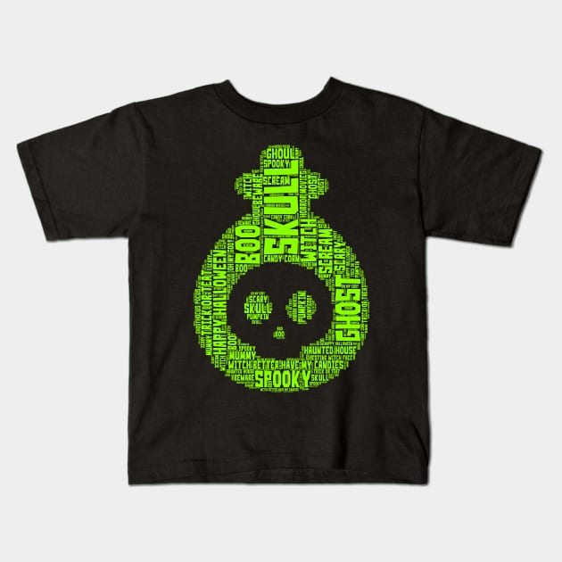 Halloween Spooky Magic Skull Kids T-Shirt by 9 Turtles Project